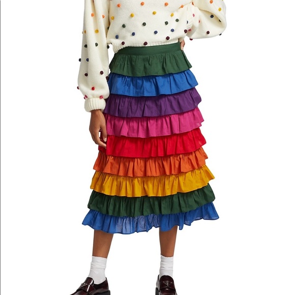 Farm Rio tiered colorblock rainbow skirt - Picture 1 of 2